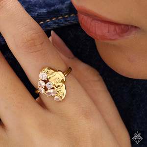 Anillos de cristal de AURA dorada de tamaño ajustable Producto antideslustre - Product Image 4