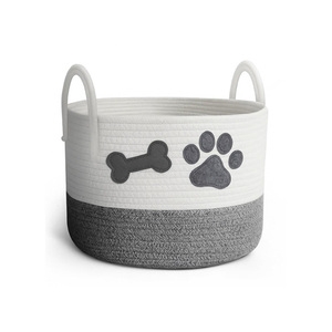 Customized Bathroom Woven Laundry Basket Stylish Cotton Rope Toy Storage Baskets Home Organizer <b>Bins</b> with Handles - Product Image 1