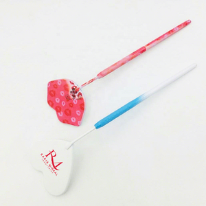 Top Product Heart/Lip Shape /White/Blue Powder Coated/Red Lip Design Paper Coated Diamond Grip Handle Eyelash Extension Mirror - Product Image 3