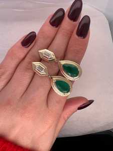 Luxury <b>Emerald</b> Pear Cut Diamond Charm Earrings 18K Gold Plated Handcrafted IGI Certified Party - Product Image 2