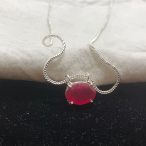 Oval Cut <b>Ruby</b> <b>Necklace</b> German Silver Children's Jewelry For Women Gemstone Handmade Jewelry A High Quality Best Price - Product Image 1