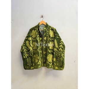 Bottle Green <b>Velvet</b> Jacket Women's Indian Cotton Jacket With Inside Lining Short Women's Jacket - Product Image 1