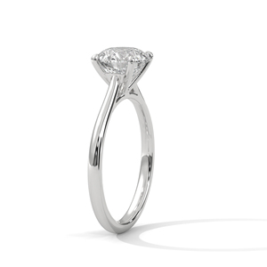 Anillo Solitario de Oro Blanco de 14K con Diamante Cultivado en Laboratorio de Corte Redondo Brillante, Certificado GRA, Anillo de Compromiso con Engaste de 4 Puntas - Product Image 3