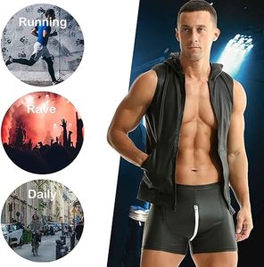 Camiseta sin mangas de cuero para hombre con capucha, la mejor calidad, precio económico, servicio OEM, ropa de gimnasio personalizada. - Product Image 5