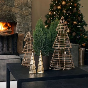 Woven Natural Rattan <b>Christmas</b> <b>Tree</b> Handmade 3-Tier Conical Tabletop Holiday <b>Decor</b> Ornament - Product Image 2
