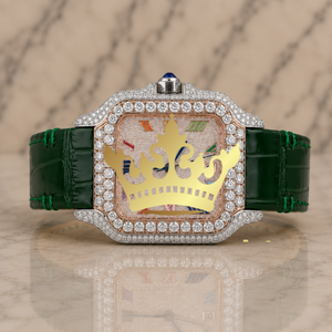 Custom Luxury Iced Out <b>Chronograph</b> Watch Green Rubber Band for Men VVS Moissanite Diamond Hip Hop Roman Dial Watch - Product Image 1