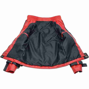 Men's Red PU Leather <b>Jacket</b> <b>Slim</b> <b>Fit</b> Stand Collar Moto Biker Style Autumn Wear Button Closure Regular Sleeve - Product Image 2