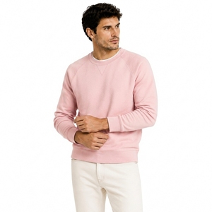 Sweat-shirt à capuche rose pour homme, col rond, manches raglan, coupe ample, en molleton de coton respirant, décontracté, pour l'hiver - Product Image 5