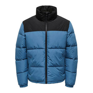 Top quality <b>Men</b> <b>Blue</b> Color Puffer Jacket 100% polyester fabric Stand Collar Windproof Winter Casual Zipper Closure Regular Fit - Product Image 1
