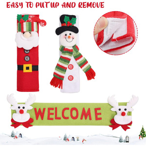 Ensemble de housses de poignées de réfrigérateur et de four à micro-ondes motif Bonhomme de neige de Noël, décorations festives pour la cuisine des fêtes - Product Image 3