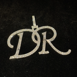 Pendentif initial personnalisé en moissanite, collier lettre serti de pierres, bijoux de luxe hip-hop, breloque personnalisée, cadeau original - Product Image 6