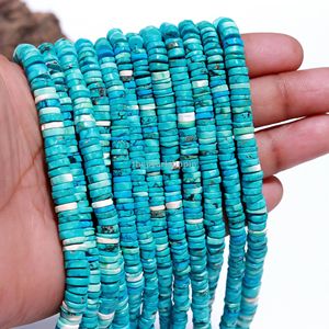 Perles Heishi en turquoise naturelle, forme pneu, 6-7mm, perles lisses en forme de roue pour bijoux, prix de gros, pierres précieuses en vrac, 16 pouces - Product Image 6