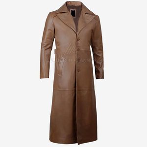 Manteau en cuir sur mesure pour homme de haute qualité, style classique long, en cuir véritable, manteau de haute qualité - Product Image 5