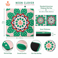 Tapis de Mahjong Moderne Pliable à Motifs Verts Mignons de Designer, 33 Pouces, 3mm, en Néoprène Antidérapant, Surface en Tissu Doux au Toucher