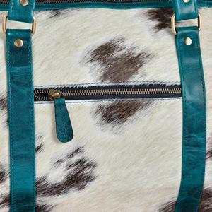 Bolsa de Viaje de Cuero Vacuno con Asas Marrones, Cierre de Cremallera, Gran Capacidad, Bolsa de Fin de Semana - Product Image 5
