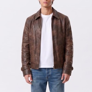 Men <b>Vintage</b> Brown Leather <b>Jacket</b>, Distressed Real Leather Coat, Classic Retro <b>Bomber</b> <b>Jacket</b>, Handmade Casual Leather Outerwear - Product Image 3