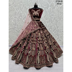 Collections de velours de vêtements de mariée indiens pour la mariée avec le travail de Zarkhan par Fabzone - Product Image 6