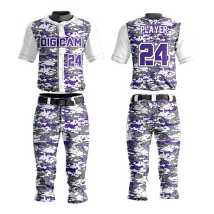 Digicam Men's <b>Baseball</b> Uniform Set Sublimated Camouflage Jersey Pants Moisture Wicking Anti-Bacterial Front Short Sleeve Regular - Product Image 5