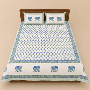 Hand Block Print 300 TC Percale <b>King</b> <b>Size</b> Cotton Flat <b>Sheet</b> Washable for Home & Hotel Use Hand Made Organic Cotton - Product Image 1