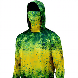 Sweat à capuche à manches longues pour homme, imprimé rayé, UPF50, anti-UV, imperméable, respirant, coupe-vent, vêtements de pêche, veste d'extérieur, 100% polyester - Product Image 1