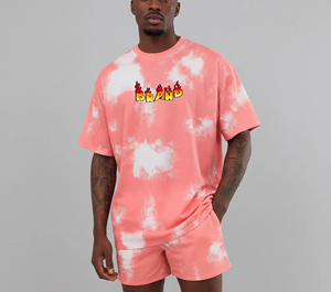 Nouvelle conception, impression DTG, ensemble deux pièces surdimensionné et court en coton, streetwear, t-shirt et short, ensembles pour hommes - Product Image 1