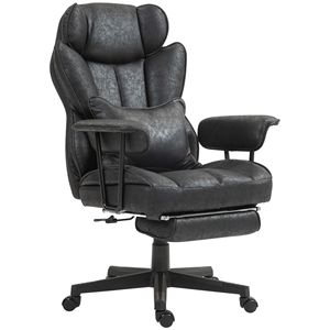 Sedia da Ufficio Direzionale Grande e Alta con Poggiapiedi, Capacità 175 kg, Supporto Lombare, Funzione Reclinabile, Nera, Certificata BIFMA, Girevole in PU - Product Image 1
