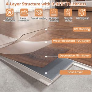 24-Pack Wood Look Vinyl Plank <b>Flooring</b> 36 Sq.Ft Waterproof PVC <b>Tiles</b> 5/7mm Thick for Home Smooth Easy <b>Interlocking</b> for Basements - Product Image 5