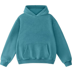 Sudadera con capucha para hombre azul verde azulado con lavado ácido y mineral, estilo vintage, oversize, streetwear, de forro polar, con hombros caídos - Product Image 1