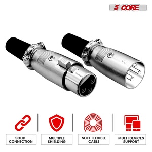 5 Core <b>XLR</b> <b>Microphone</b> Plug 20 Pair Set 3 Pin Male Female Audio Connectors - Product Image 2