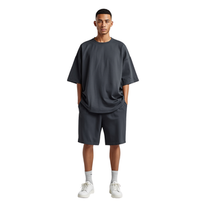 Men Summer Short <b>Set</b> Cotton T Shirt And Shorts Outfit - Product Image 1