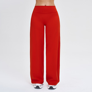 Pantalon de yoga évasé taille haute pour femme, couleur unie, taille élastique, longueur intégrale, extensible, coupe ample, pour l'entraînement - Product Image 4