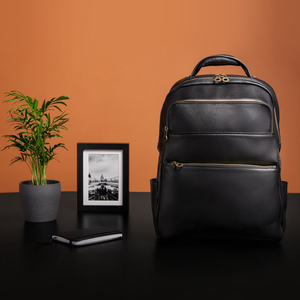 Full Grain Leather Laptop <b>Backpack</b> <b>Waterproof</b> Anti-Theft Travel Bag Vintage Brown Leather Rucksack LBP-0355 - Product Image 1