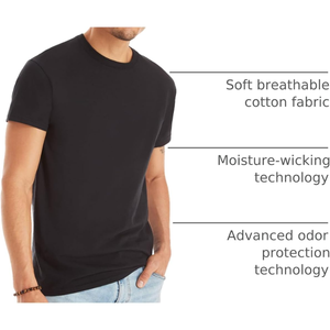 T-shirt à col rond pour homme, manches courtes, coupe classique, tricot uni, écologique, 180g, vêtements décontractés, coton, impression numérique - Product Image 6