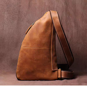 Sac de poitrine vintage en cuir véritable, sac à bandoulière, fermeture éclair, durable, usage quotidien, toutes saisons, pour homme - Product Image 3