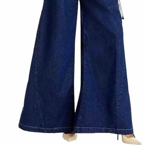 Vaqueros de mezclilla de algodón 100% de corte holgado y cintura media para mujer, estilo vintage azul, de pierna ancha, talla grande, a la moda - Product Image 4