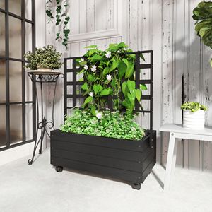 Letto da giardino in legno per esterni con traliccio e ruote per giardino Patio balcone scherma cancelli fioriera - Product Image 2