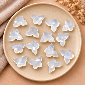 Cuentas de Calcedonia Rosa en Forma de Mariposa de 14x10mm, Facetadas, para la Fabricación de Joyas, Cuentas Sueltas al por Mayor, Suministros para Manualidades - Product Image 1