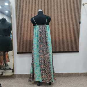 Women's Boho Floral Printed Silk Viscose Polyester Woven Loose Silhouette Floor-Length <b>Dress</b> Spaghetti Strap Regular Fit Casual - Product Image 3