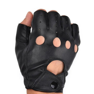 Leather Half <b>Finger</b> <b>Gloves</b> Wrist Length Breathable Unlined Sporty Style for Cycling Spring Summer Use - Product Image 3