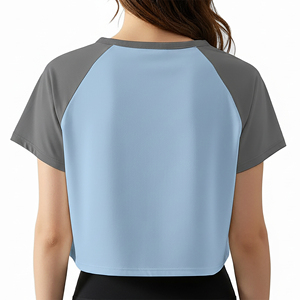 เสื้อยืดครอปคอโอ ทรงพอดีตัว สีสันตัดกัน สไตล์ลำลอง รุ่นใหม่ปี 2026 เนื้อผ้าเบาสบาย ระบายอากาศได้ดี เหมาะสำหรับออกกำลังกายและฝึกซ้อม - Product Image 5