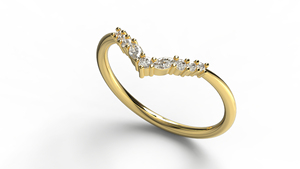 Luxury 18K Gold Marquise Round Cut Diamond <b>Ring</b> Chevron Wedding Band V Shaped Curved <b>Stacking</b> Band Fine Jewelry Gift for Women - Product Image 2