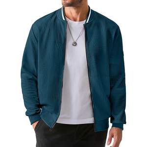 Chaqueta Bomber Informal Personalizada para Hombre, Estilo Universitario, Ligera, con Bloques de Color, Bolsillos con Cremallera, Disponible en Tallas XS a XL, Material Spandex - Product Image 1