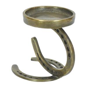 Equestrian Horse <b>Shoe</b> Style Candle Jar Stand Decorative Tabletop Vintage Candle <b>Holder</b> Brass Antique - Product Image 1