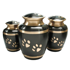 Modern Black American Style Bronze Pet Urn Classic Paw Pattern Cremation <b>Ashes</b> <b>Casket</b> Black Golden Brass Metal Funerals - Product Image 5