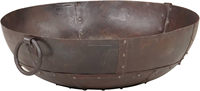 Brasero d'extérieur rond en acier Corten noir, table de brasero en métal pour patio, camping, barbecue, au bois et au charbon de bois, marque MDI