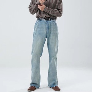 Pantalon en jean taille haute pour homme, coupe crayon, uni, ajusté, extensible, délavé, respirant, séchage rapide, écologique, léger, décontracté, OEM 100% - Product Image 5