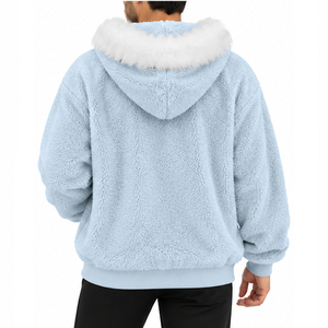 Mens Womens Custom <b>Sherpa</b> <b>Fleece</b> Hoodies Warm Winter Soft Fluffy Zipper Hooded Sweatshirt Wholesale Casual Streetwear Clothing - Product Image 2
