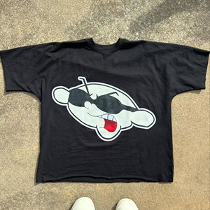 <b>Mens</b> Black Oversized Graphic Print Short Sleeve Cotton T-<b>Shirt</b> Custom Logo OEM ODM Wholesale Apparel - Product Image 1