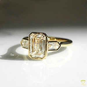 Trisha Jewels Vintage <b>Emerald</b> Cut Lab Grown Three Stone Engagement <b>Ring</b> in 925 Sterling <b>Silver</b> Prong Setting for Women - Product Image 3