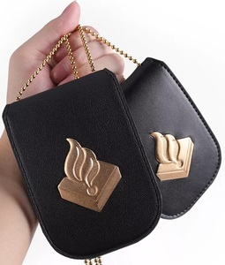 Porte-badges et porte-cartes d'identité en cuir véritable, porte-badges à chaîne en cuir, porte-badges portefeuille en cuir, étuis à badges - Product Image 1
